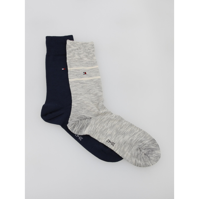 2 paires de chaussettes hautes bleu gris homme - Tommy Hilfiger