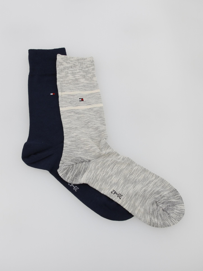 2 paires de chaussettes hautes bleu gris homme - Tommy Hilfiger