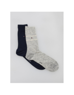 2 paires de chaussettes hautes bleu gris homme - Tommy Hilfiger