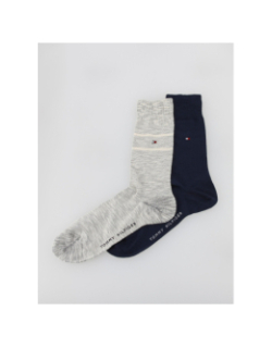 2 paires de chaussettes hautes bleu gris homme - Tommy Hilfiger