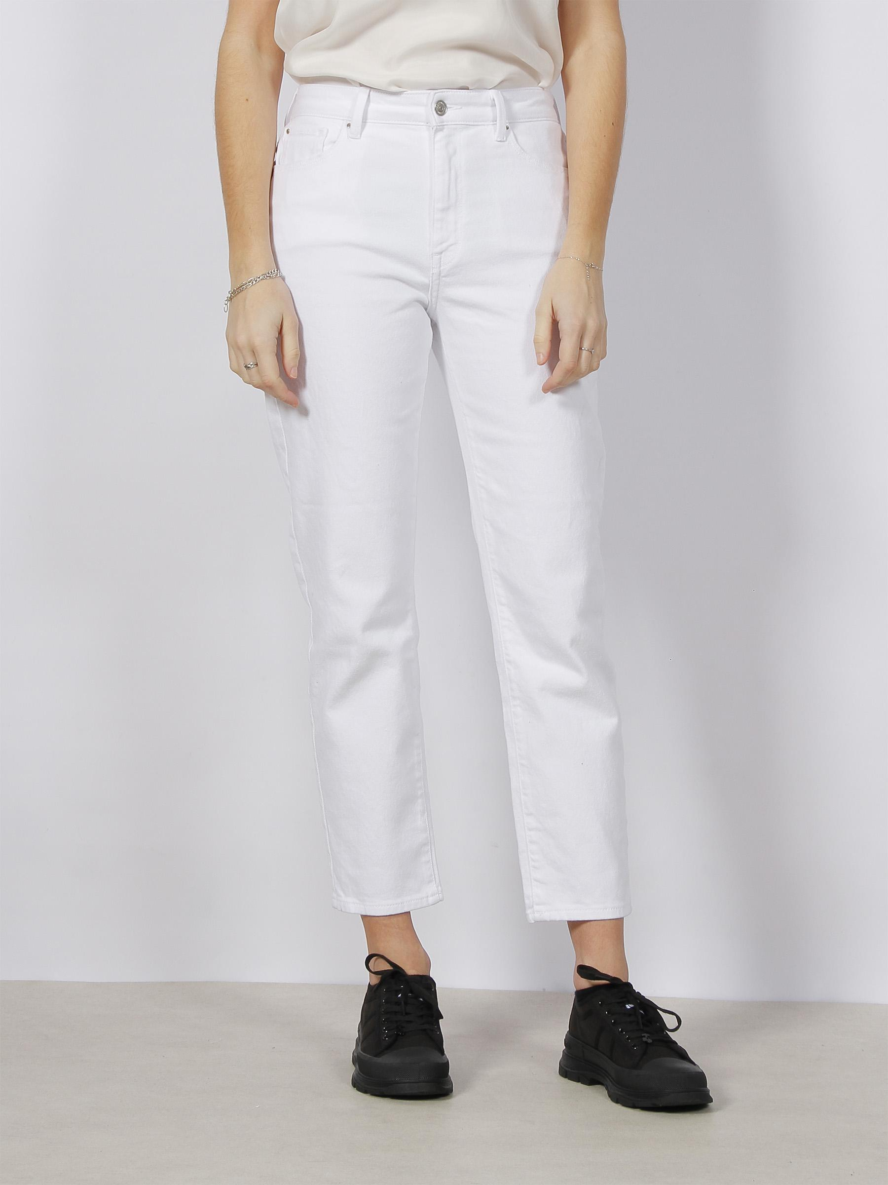 Jean mom emily stretch blanc femme - Only