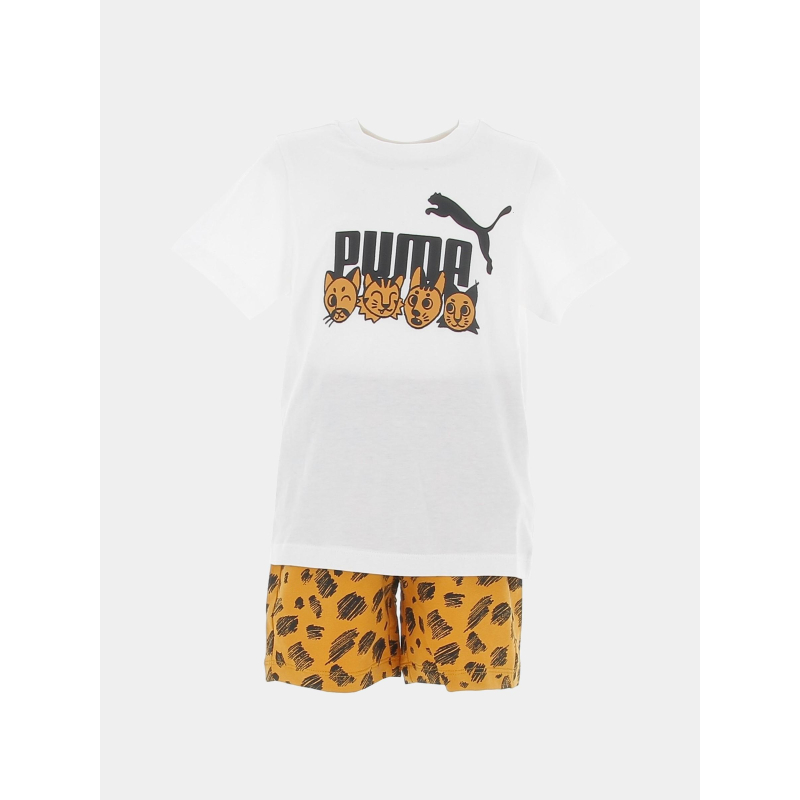 Ensemble short t-shirt animal blanc marron enfant - Puma