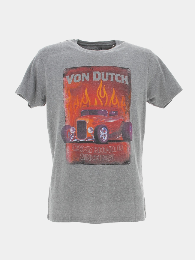 T-shirt regular crazy hot rod gris homme - Von Dutch