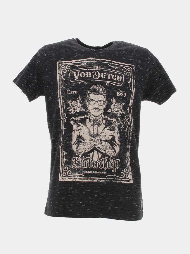 T-shirt regular barbershop noir chiné homme - Von Dutch