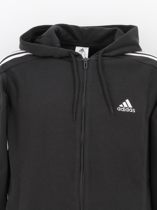 Sweat à capuche zippé 3 stripes noir homme - Adidas