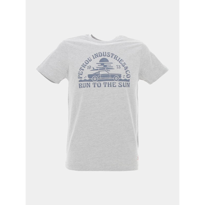 T-shirt run to the sun gris chiné homme - Petrols Industries