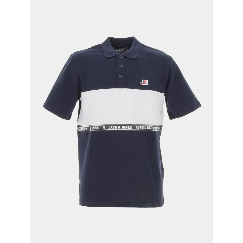 Polo cologan colorblock bleu marine homme - Jack & Jones