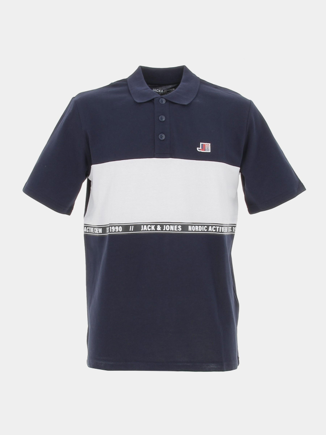 Polo cologan colorblock bleu marine homme - Jack & Jones