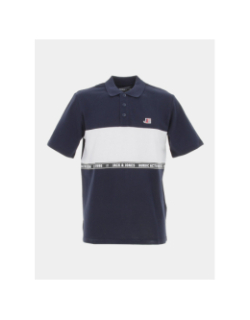 Polo cologan colorblock bleu marine homme - Jack & Jones