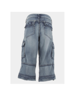 Pantacourt denim poches cargo bleu homme - Timezone