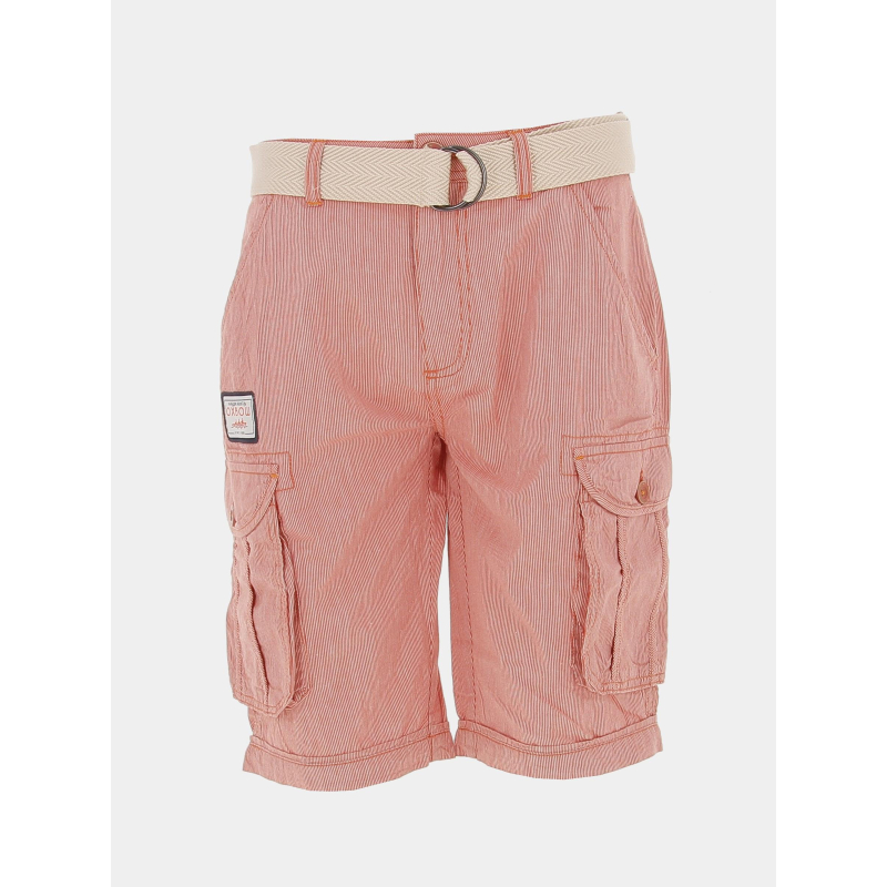 Short cargo rayé ceinture rouge homme - Oxbow