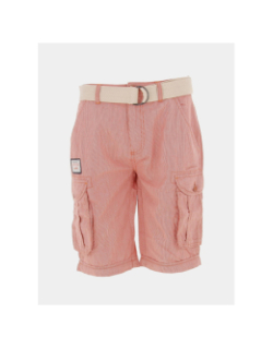 Short cargo rayé ceinture rouge homme - Oxbow