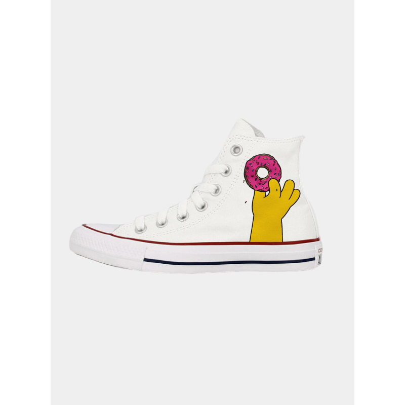 Converse montantes toile chuck taylor custom donut homer blanc -