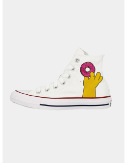 Converse montantes toile chuck taylor custom donut homer blanc -