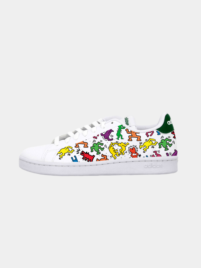 Baskets basses advantage keith haring blanc vert homme - Adidas