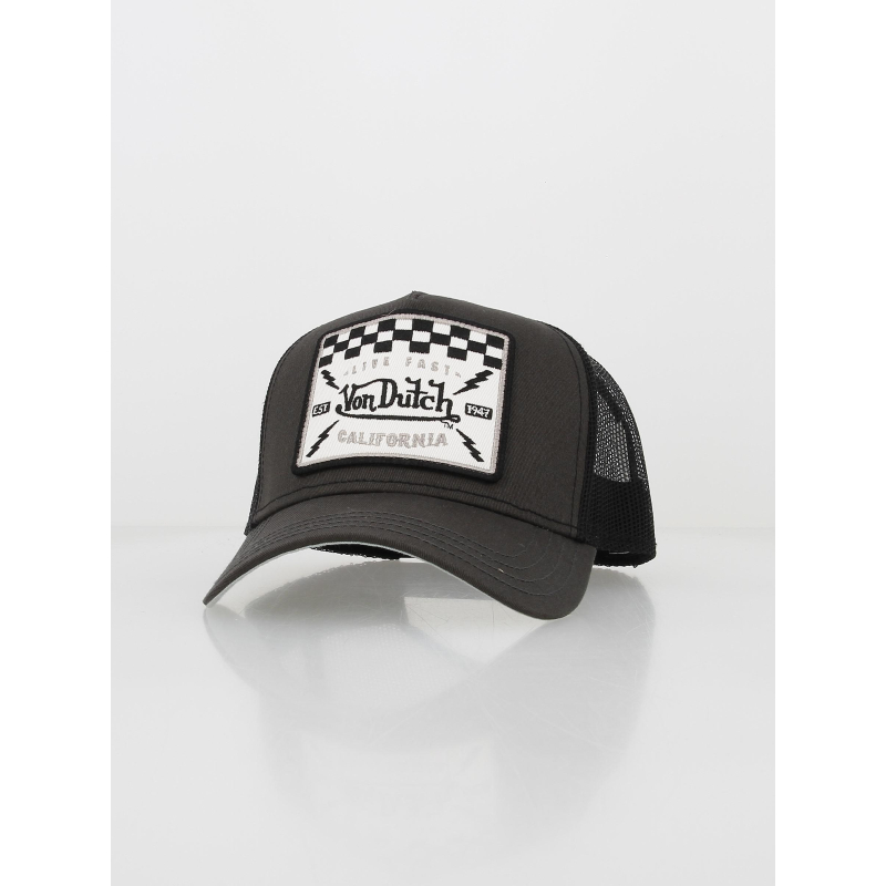 Casquette baseball trucker live fast gris anthracite - Von Dutch