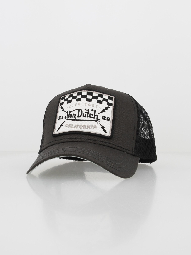 Casquette baseball trucker live fast gris anthracite - Von Dutch