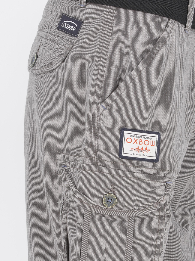 Short cargo rayé ceinture gris homme - Oxbow