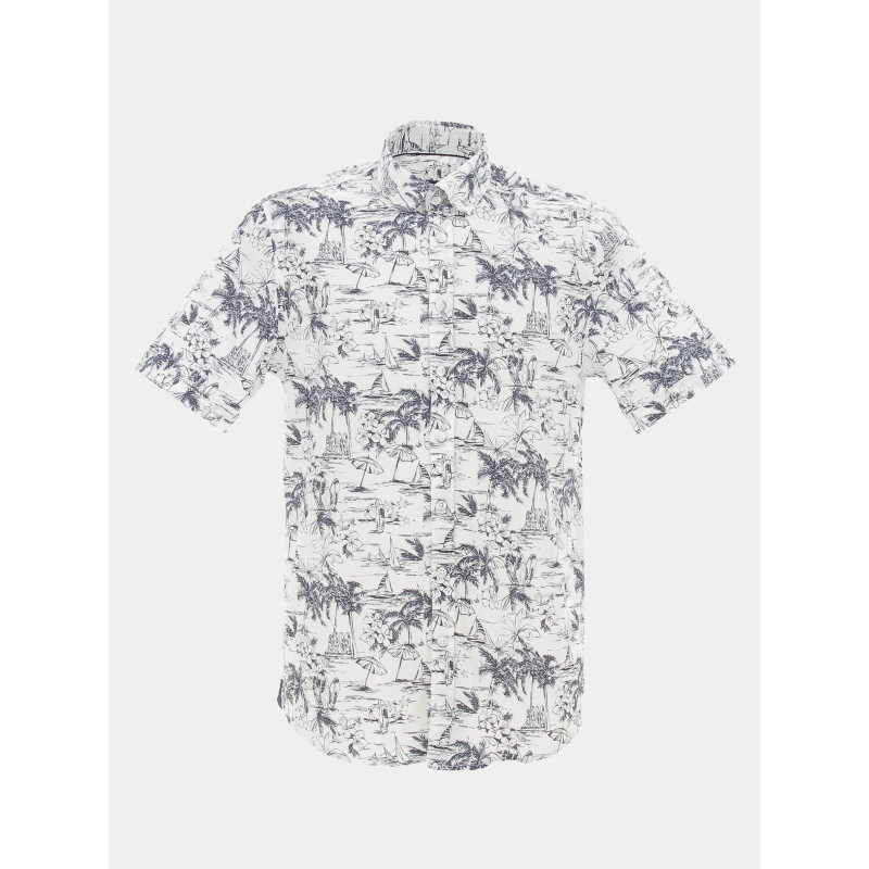 Chemise imprimé floral kamille blanc bleu homme - Izac