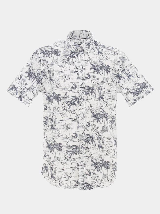 Chemise imprimé floral kamille blanc bleu homme - Izac