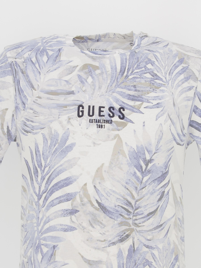 T-shirt éco palmier feuillage bleu homme - Guess