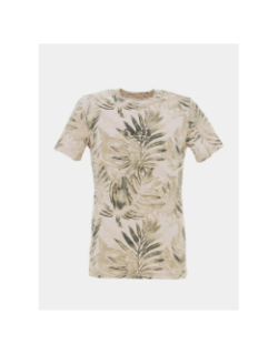 T-shirt éco palmier feuillage beige homme - Guess