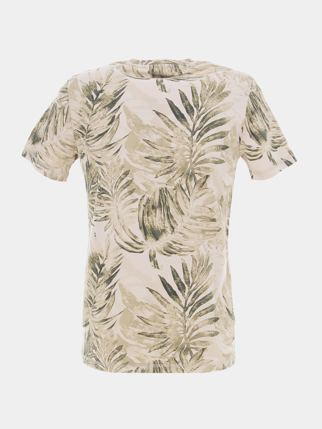 T-shirt éco palmier feuillage beige homme - Guess