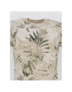 T-shirt éco palmier feuillage beige homme - Guess