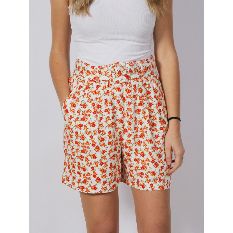 Short à fleurs rosie blanc orange femme - Vero Moda