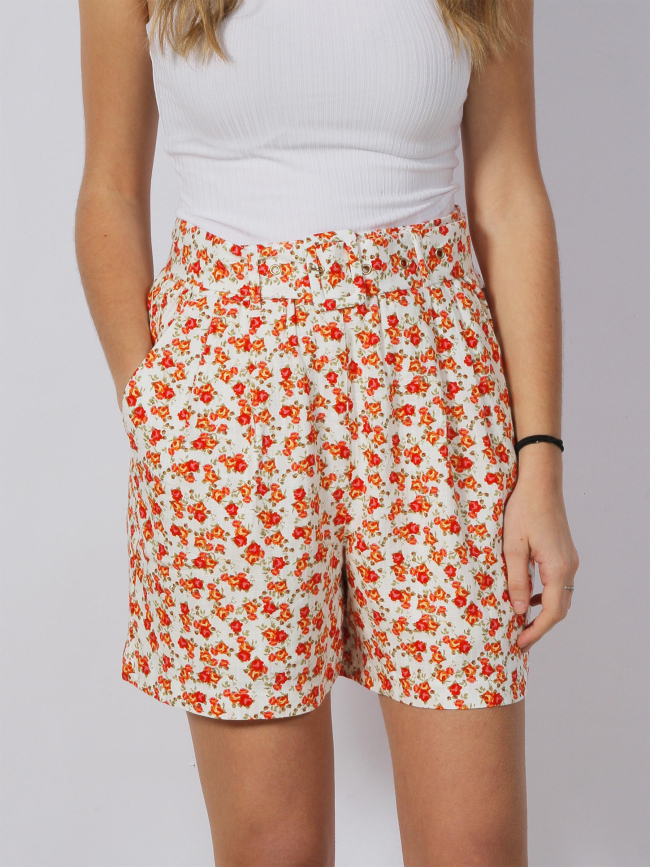 Short à fleurs rosie blanc orange femme - Vero Moda