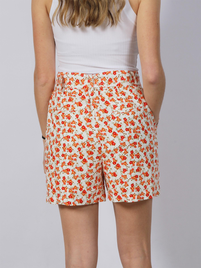 Short à fleurs rosie blanc orange femme - Vero Moda