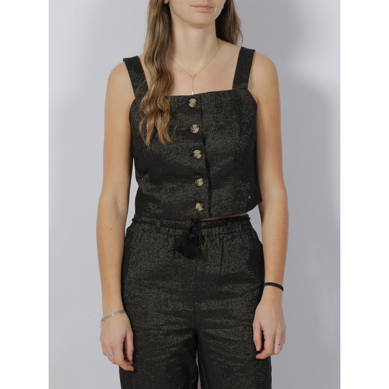 Débardeur crop pailleté ryle noir vert femme - Vero Moda