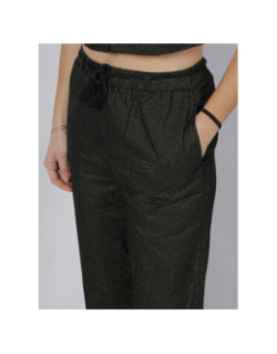 Pantalon lin large pailleté ryle noir vert femme - Vero Moda