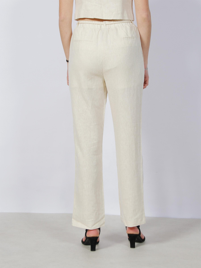 Pantalon lin large pailleté ryle beige femme - Vero Moda