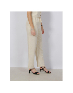 Pantalon lin large pailleté ryle beige femme - Vero Moda