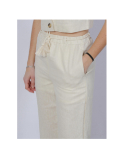 Pantalon lin large pailleté ryle beige femme - Vero Moda