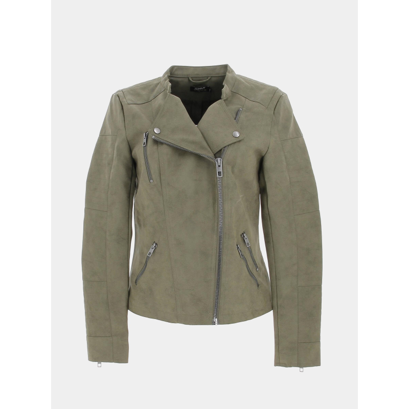 Veste perfecto lava biker kaki femme - Only