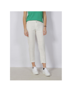 Pantalon chino slim en lin blanc femme - Salsa