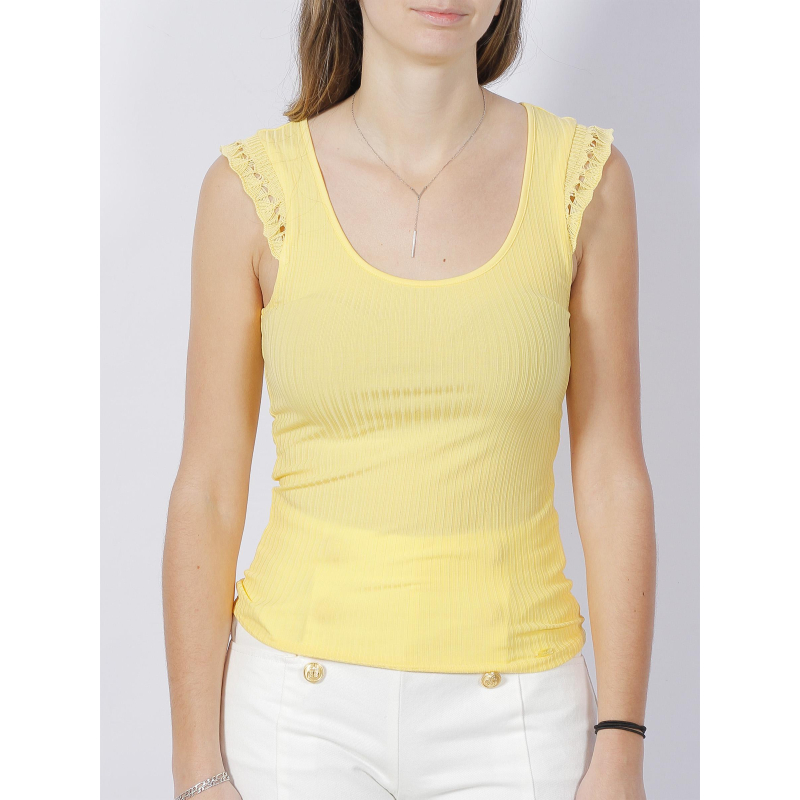 Débardeur côtelé manches maille jaune femme - Salsa