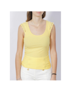 Débardeur côtelé manches maille jaune femme - Salsa