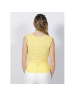 Débardeur côtelé manches maille jaune femme - Salsa