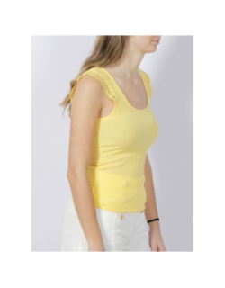 Débardeur côtelé manches maille jaune femme - Salsa