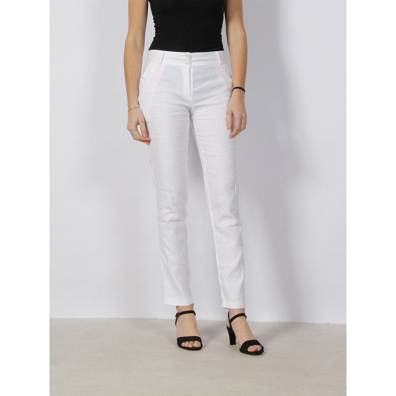 Pantalon slim christina city lin blanc femme - Hbt