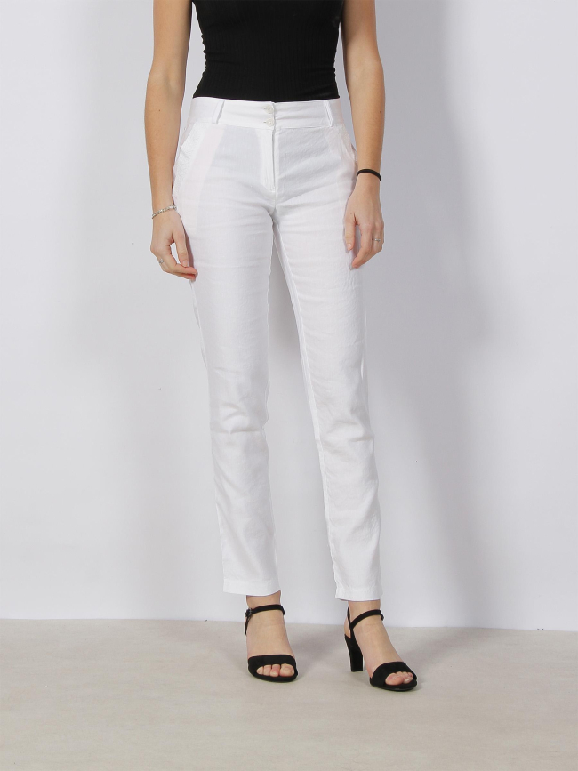 Pantalon slim christina city lin blanc femme - Hbt