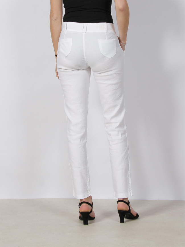 Pantalon slim christina city lin blanc femme - Hbt