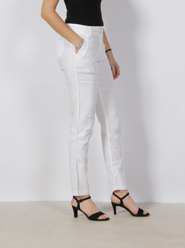 Pantalon slim christina city lin blanc femme - Hbt