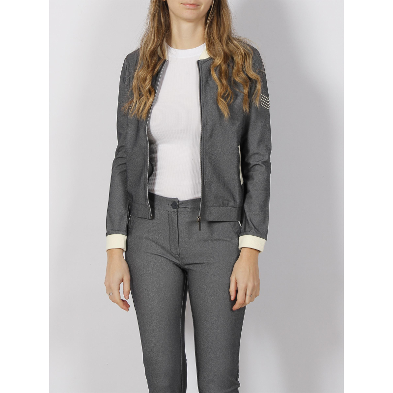 Veste bombers kimy imprimés denim gris femme - HBT