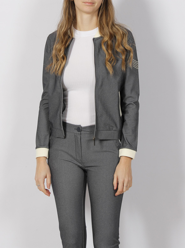 Veste bombers kimy imprimés denim gris femme - HBT