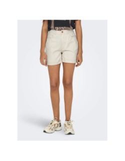 Short mom taille haute vega beige femme - Only