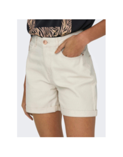 Short mom taille haute vega beige femme - Only